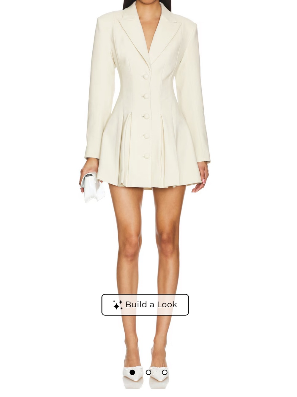 Camila Coelho Cream Pleated Mini Dress Blazer